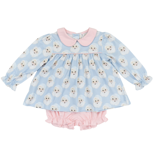 Santa Baby Girl Bubble Bloomer Set