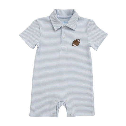 Football Polo Romper Light Blue
