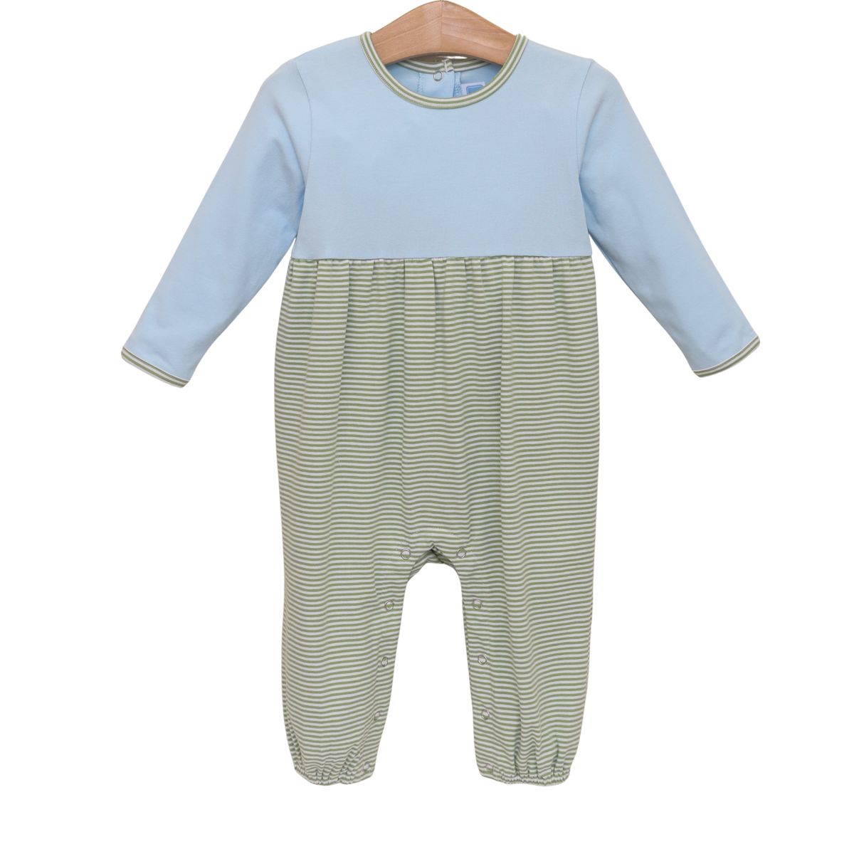 Green Stripe/Light Blue Preston Romper