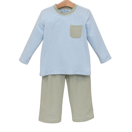 Green Stripe/Light Blue Preston Pant Set