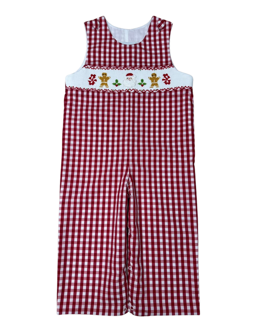 Santa Gingerbread Men Smocked Longall