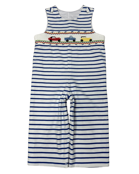 Cars Smocked Blue Stripe Longall