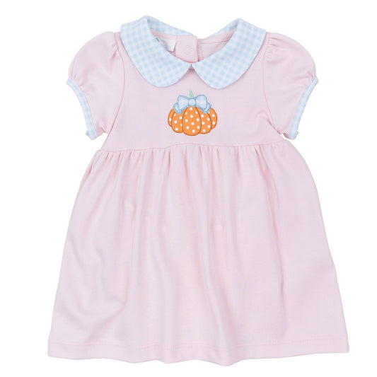 Bowtique Pumpkin Applique Ruffle Collared Dress