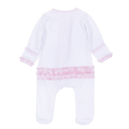 Sweet St. Nick Applique Zip Footie Pink