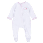 Sweet St. Nick Applique Zip Footie Pink