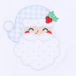 Sweet St. Nick Applique Zip Footie Light Blue