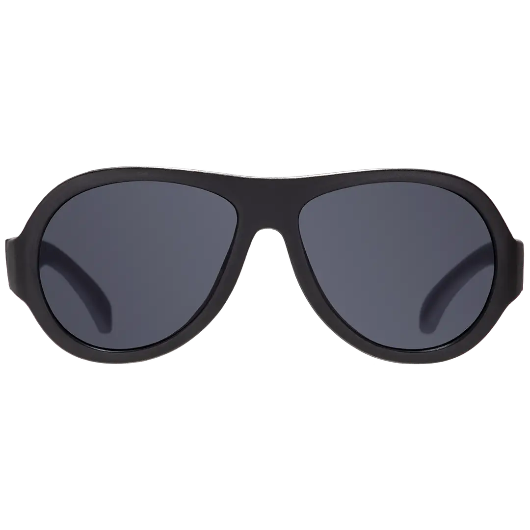 Jet Black Aviator Kids Sunglasses