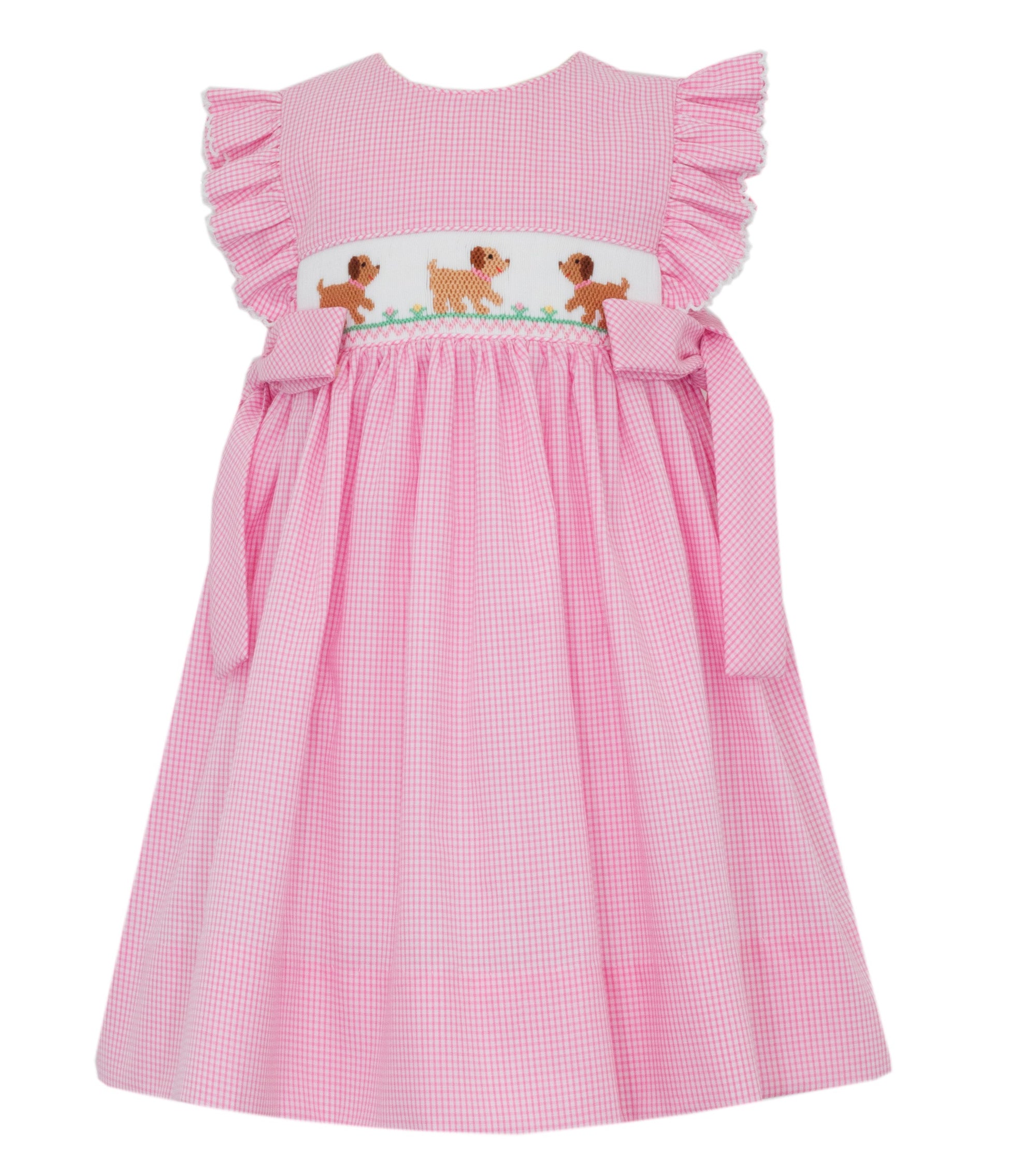Puppies Girls PInk Check Sleeveless Dress w/ Side Bows