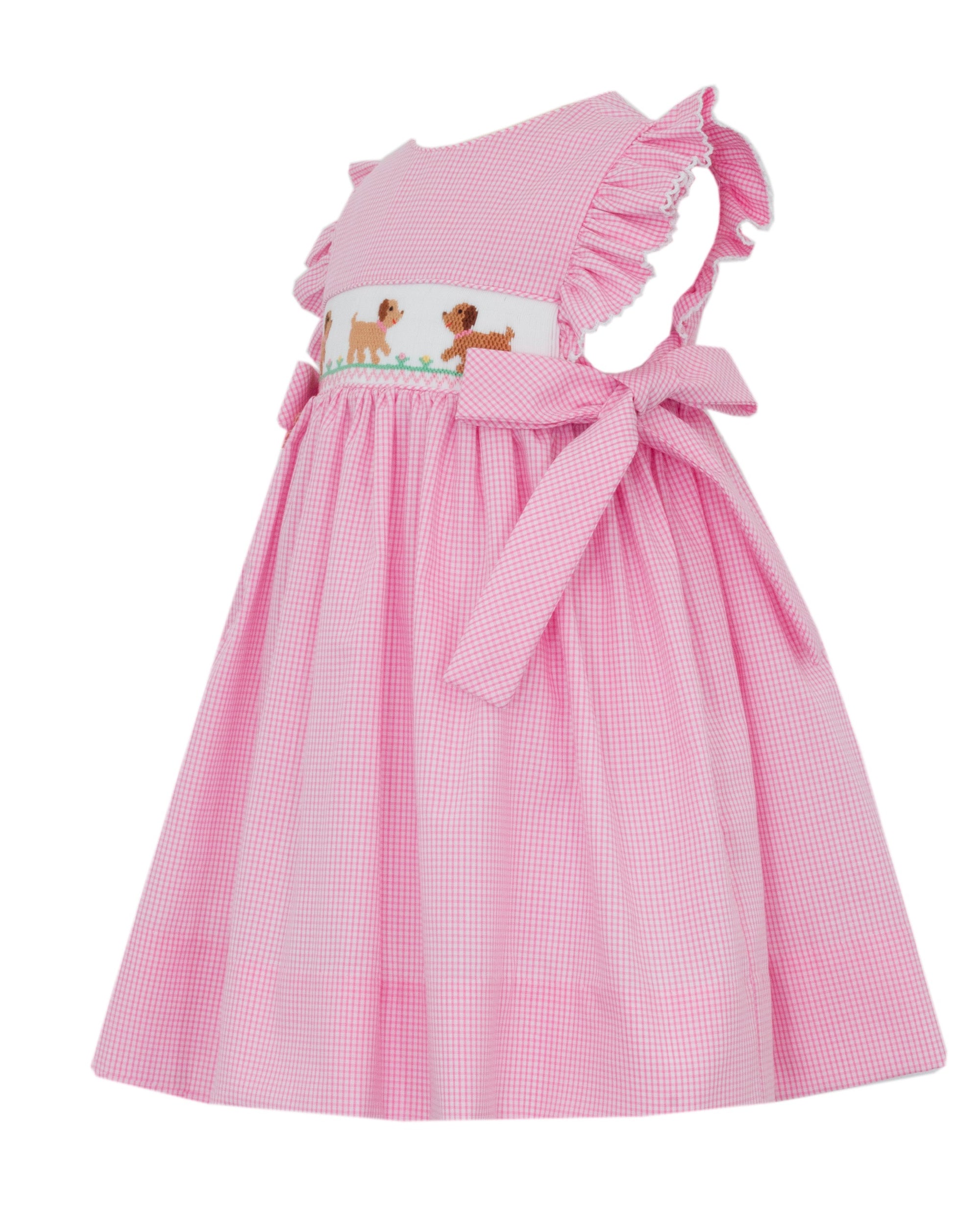 Puppies Girls PInk Check Sleeveless Dress w/ Side Bows