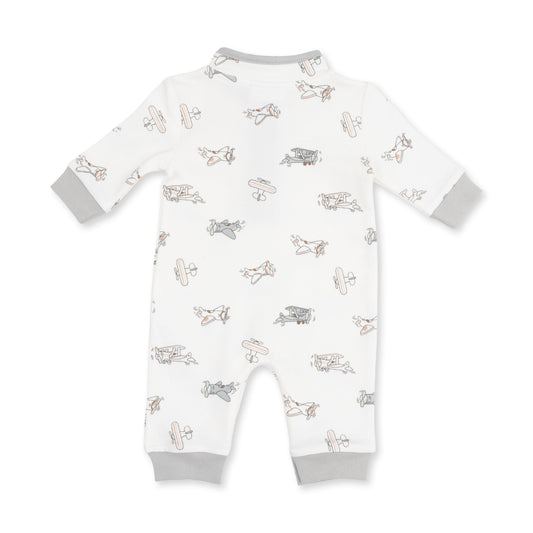 Vintage Airplane Pilots Zip Neck Romper