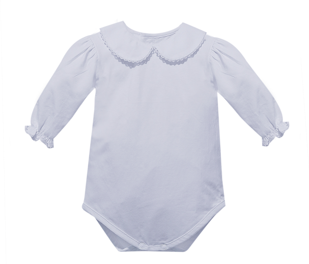 White Picot Knit LS Girl Onesie