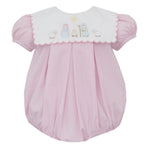 Pre-Order Nativity Pink Gingham Bubble w/Scalloped Collar