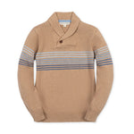 Camel Heather Stripe Organic Collar Sweater