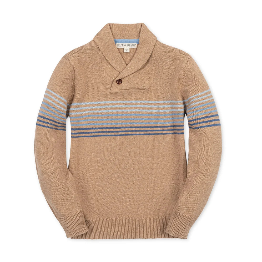 Camel Heather Stripe Organic Collar Sweater