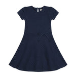 Navy Quilted Knit Skater Dress