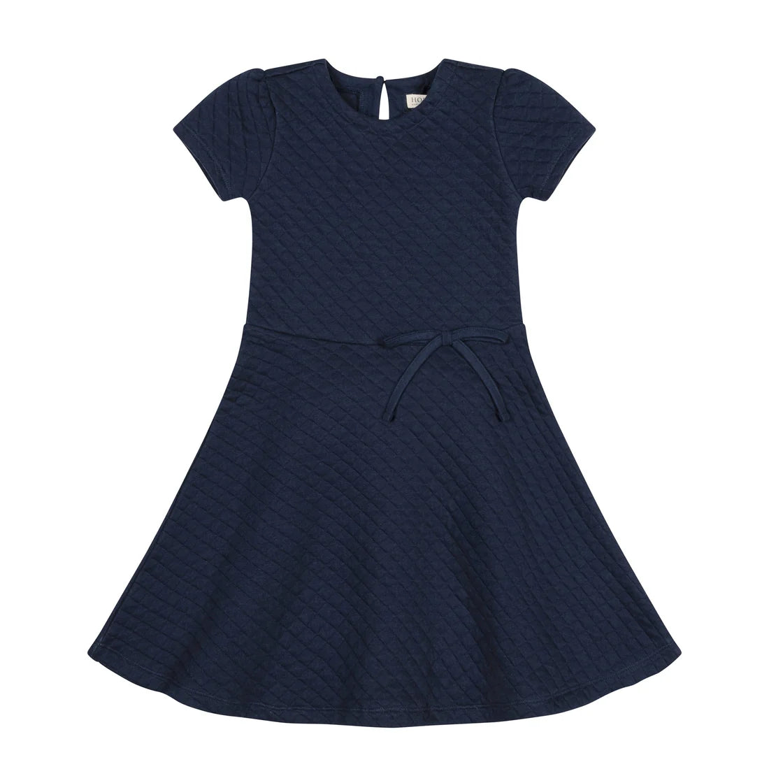 Navy Quilted Knit Skater Dress