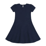Navy Quilted Knit Skater Dress