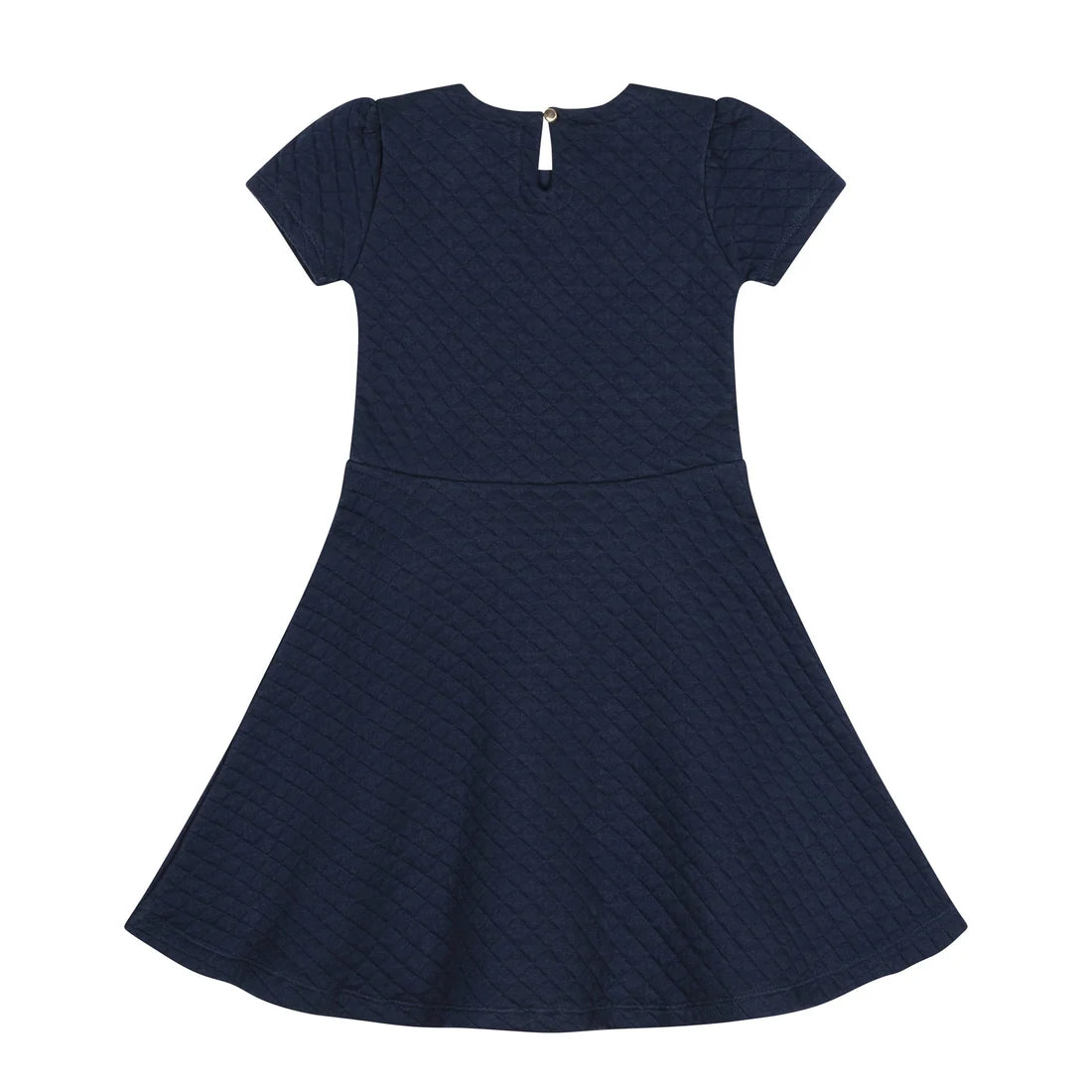 Navy Quilted Knit Skater Dress