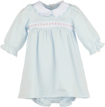 Blue Warm Winter Home Smocked Dress