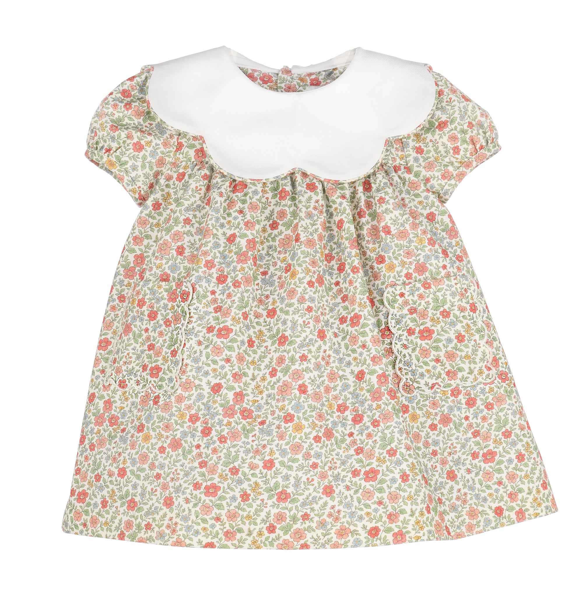 Storybook Vintage Scallop Dress Orange Floral