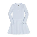 Lt Blue Heather Organic 1/2 Zip Ruffle Neck Sweater Dress