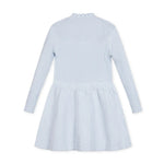 Lt Blue Heather Organic 1/2 Zip Ruffle Neck Sweater Dress