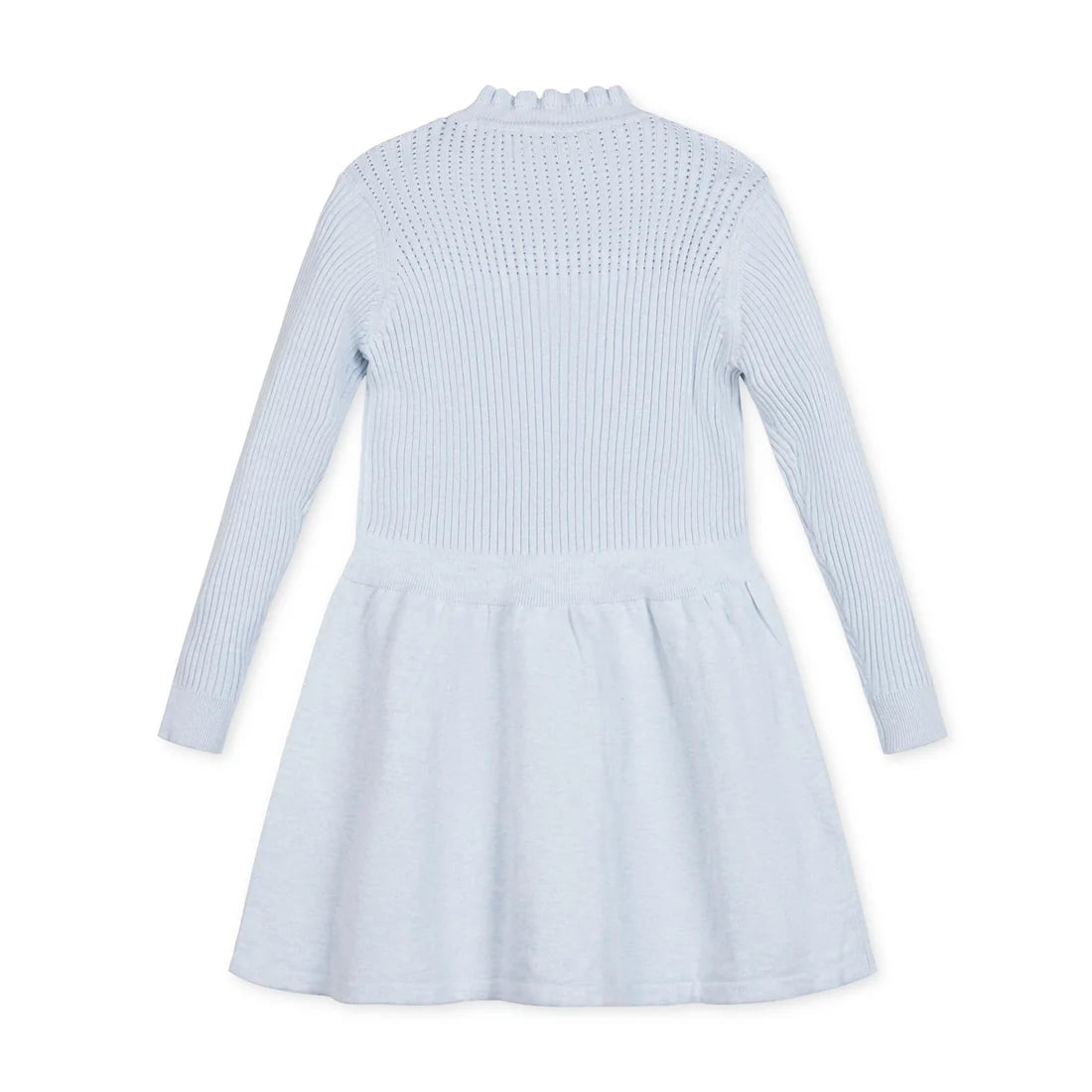 Lt Blue Heather Organic 1/2 Zip Ruffle Neck Sweater Dress