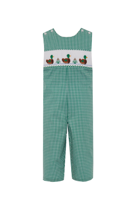 Mallard Ducks Green Gingham Boy's Long Jon Jon