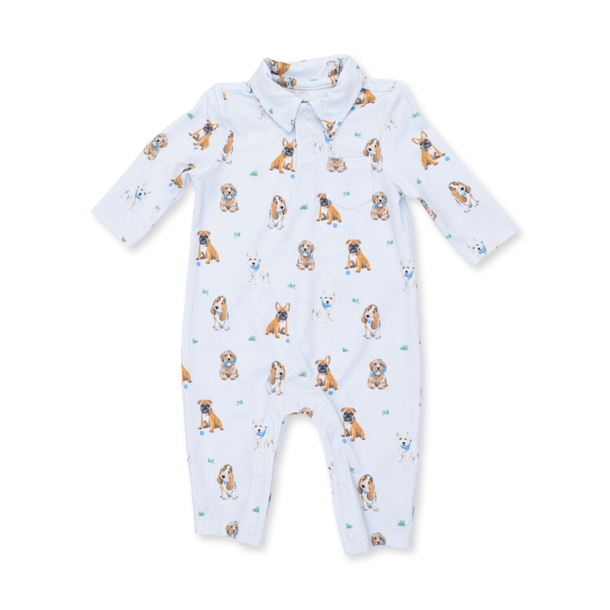 Bestie Dogs Blue Polo Romper