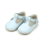 Lt Blue Elodie Scalloped T-Bar Crib Maryjane