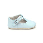 Lt Blue Elodie Scalloped T-Bar Crib Maryjane