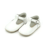 White Elodie Scalloped T-Bar Crib Maryjane