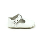 White Elodie Scalloped T-Bar Crib Maryjane