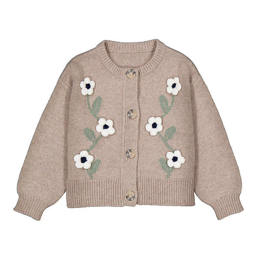 Waffle Mix Flower Cardigan