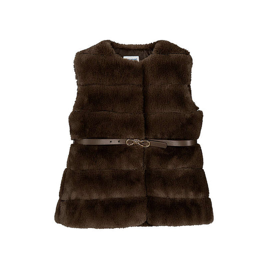 Coffee Fur Vest w/Belt