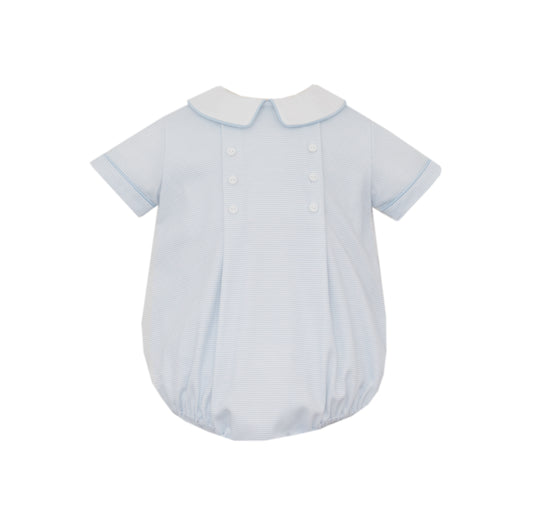 Lt. Blue Knit Stripe Boy's S/S Bubble
