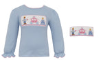 Cinderella Lt. Blue Knit L/S T-shirt and Gingham Pants Set