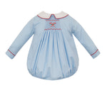 Pre-Order Candy Cane Lt Blue Gingham Boys Bubble