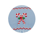 Pre-Order Candy Cane Lt Blue Gingham Girls Long Bubble