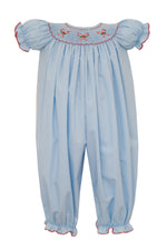 Pre-Order Candy Cane Lt Blue Gingham Girls Long Bubble