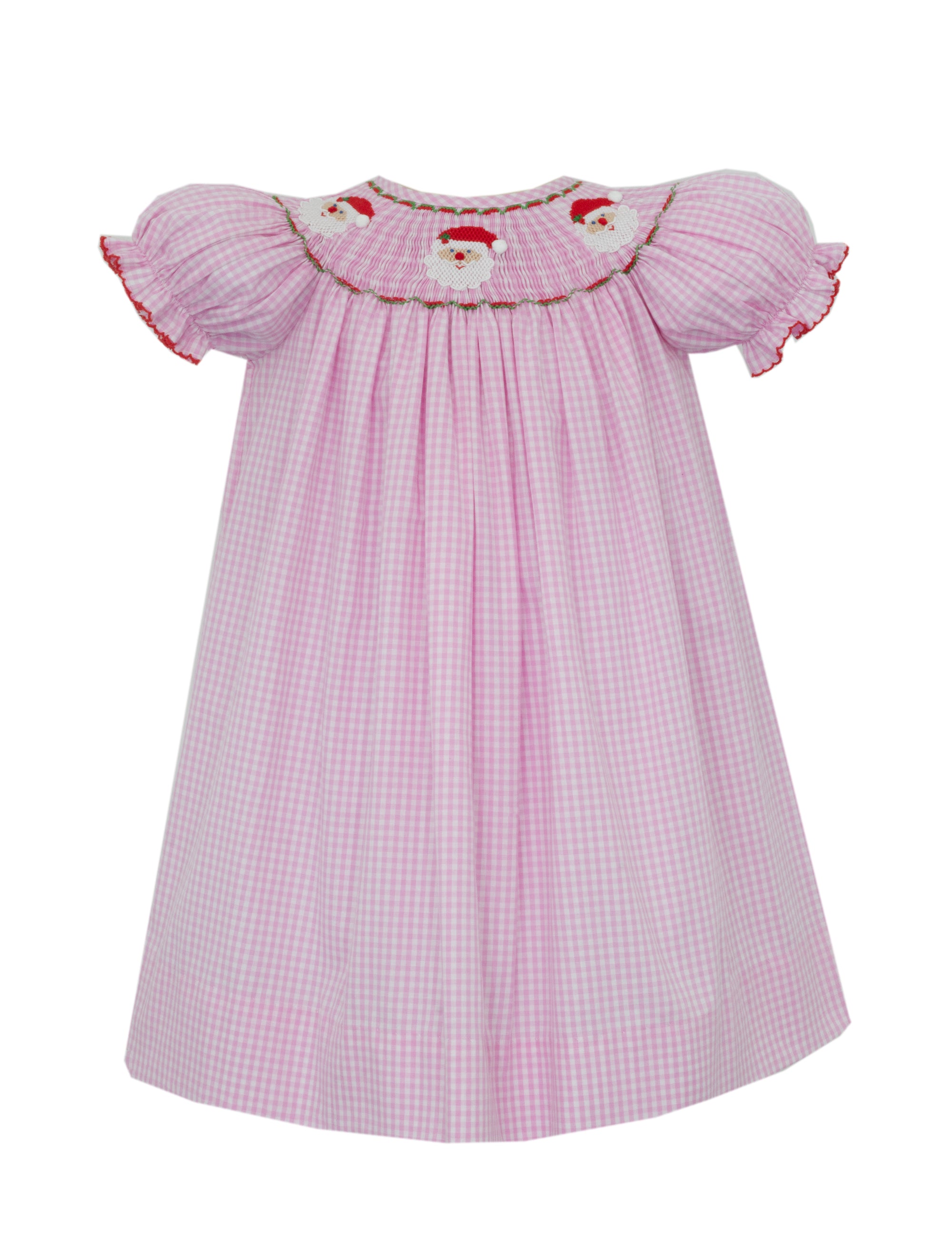 Pre-Order Santa Face Pink Gingham S/S Bishop