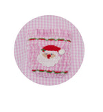 Pre-Order Santa Face Pink Gingham Dress w/Smocked Pockets