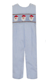 Pre-Order Santa Face Blue Gingham Longall