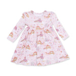 Princess Unicorns and Castle Twirly L/S Dress w/Bike Short
