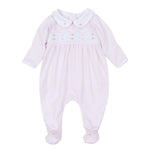 Anna Pink Stripe Smocked Footie