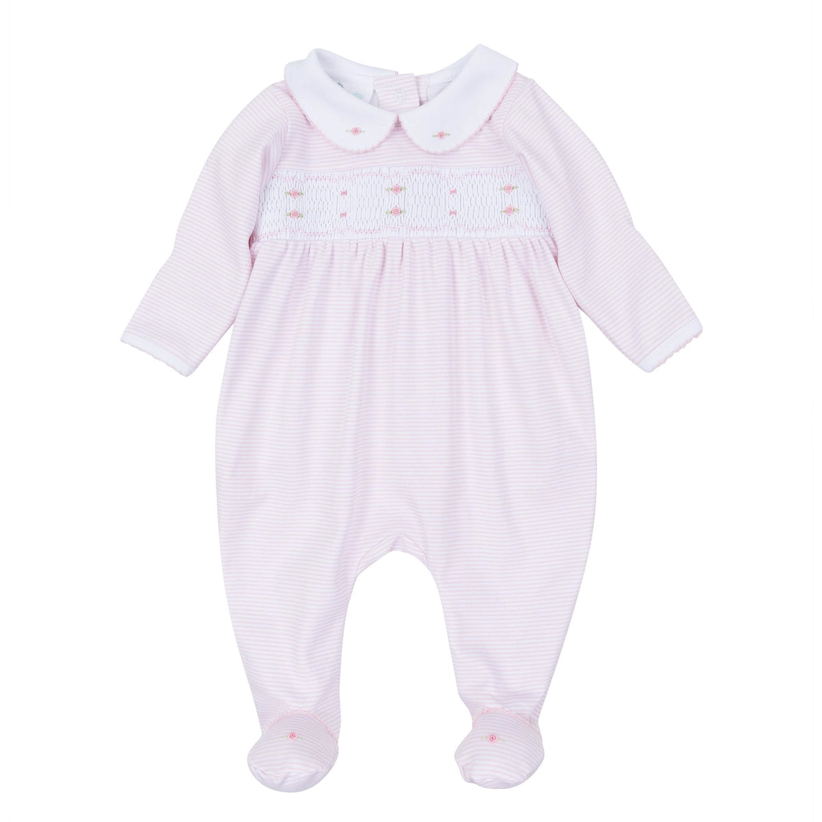 Anna Pink Stripe Smocked Footie