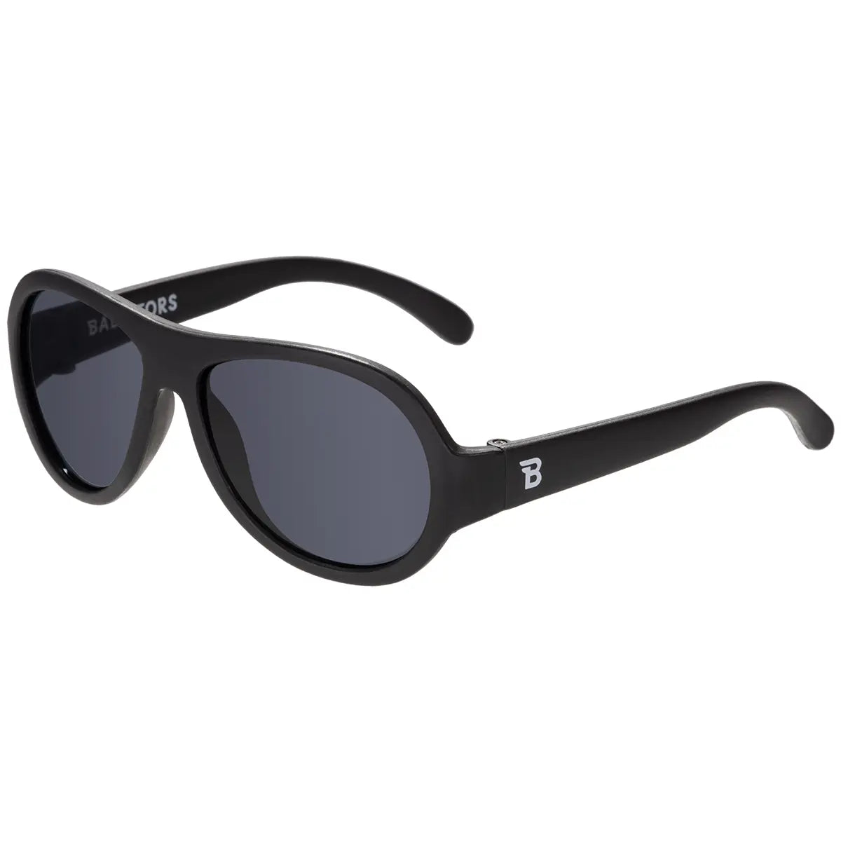 Jet Black Aviator Kids Sunglasses