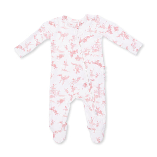 Ballet Toile 2 Way Ruffle Back Zipper Footie