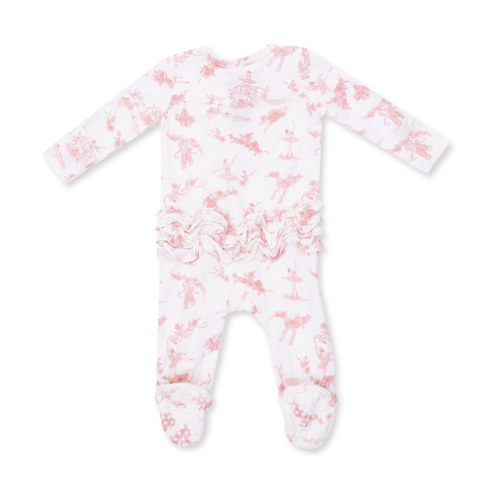 Ballet Toile 2 Way Ruffle Back Zipper Footie