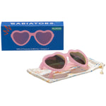 Frosted Pink Heart Sunglass w/ Purple Mirrored Lenses